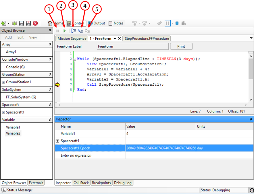 Debugger Toolbar and Tabs