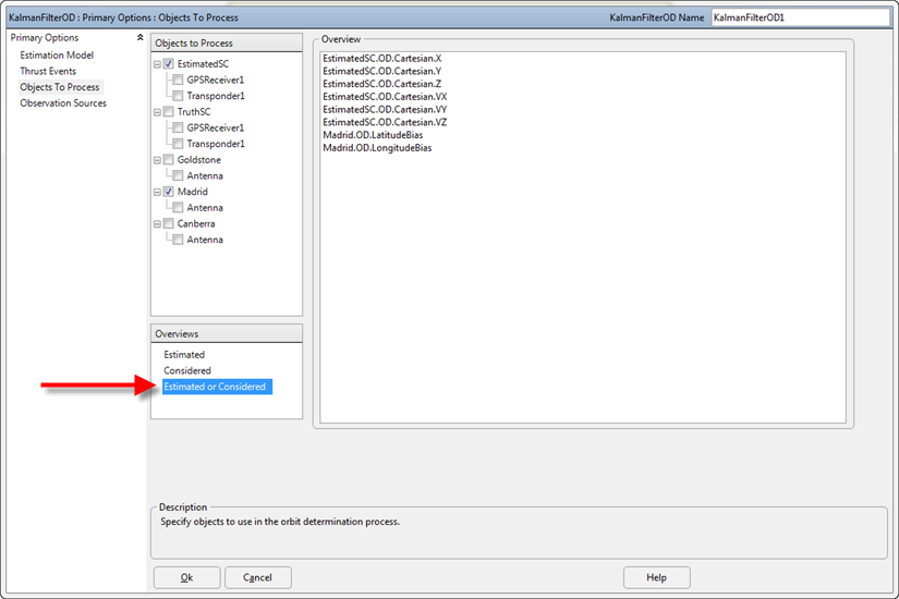 Overview of all Estimated or Considered Properties for a Kalman Filter