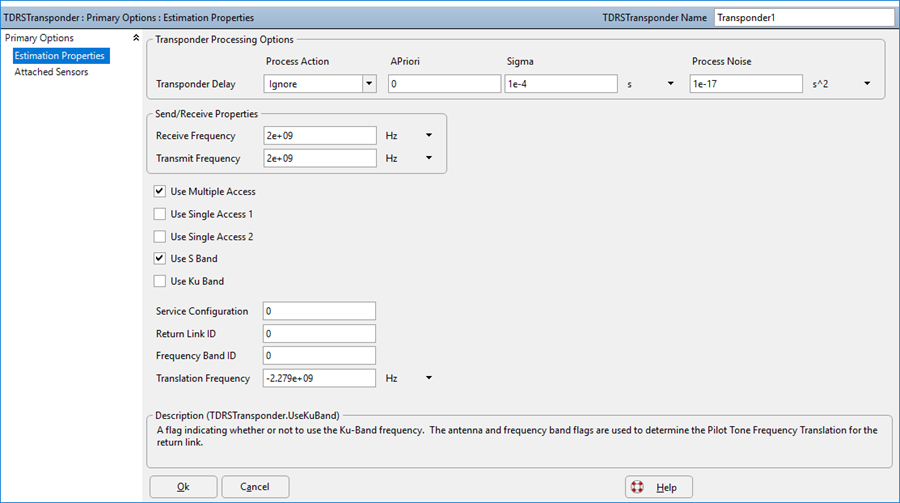 TDRS Transponder OD Properties