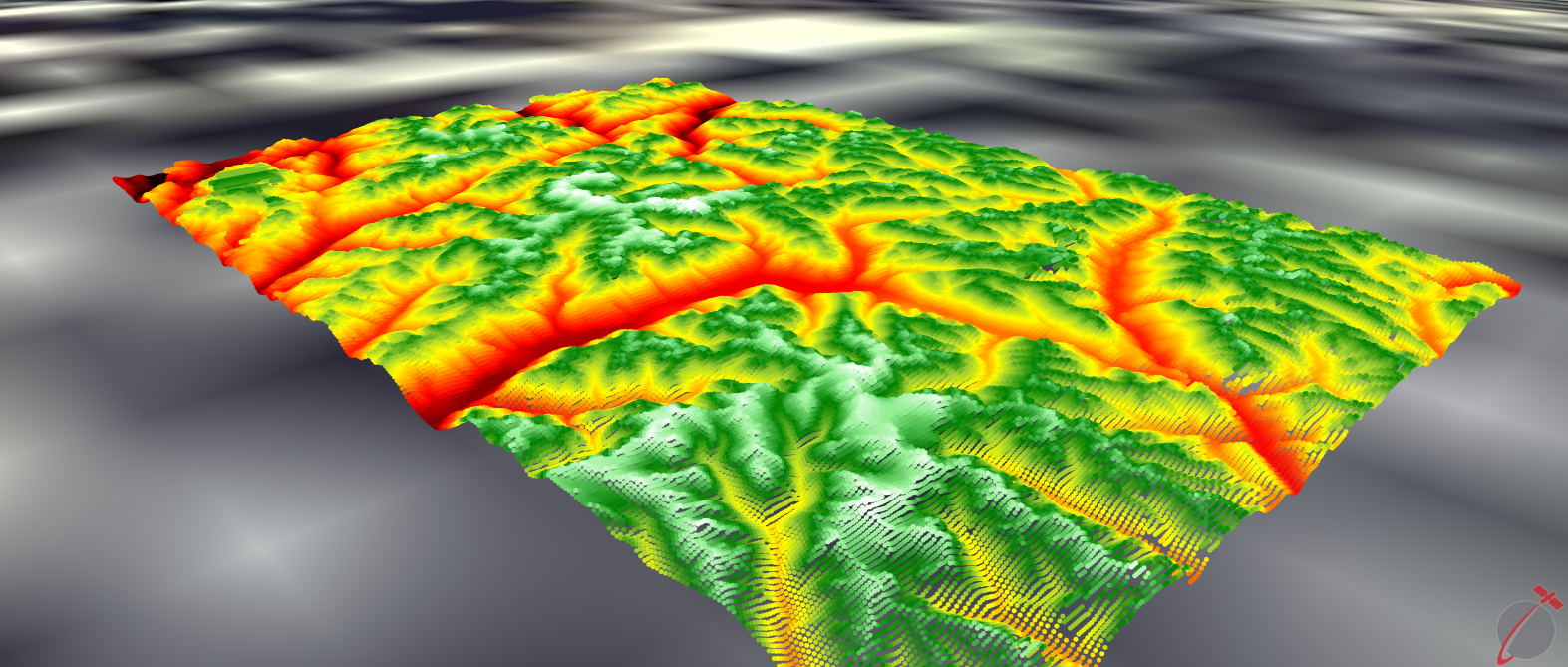 Visualization of terrain data file using a PointGroup