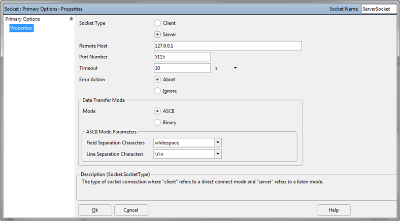 Server Socket Object Editor