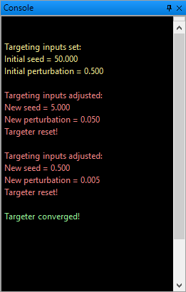 Console report during Targeting Loop